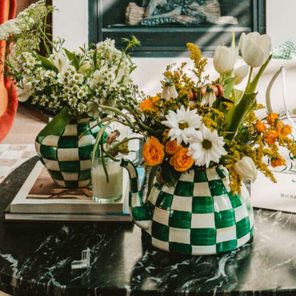 MacKenzie-Childs Emerald Check 3 Quart Tea Kettle - Picture 3 of 3